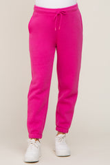 Fuchsia Basic Fleece Maternity Sweatpants