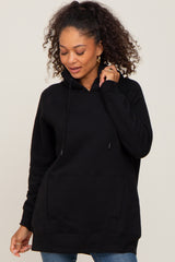 Black Fleece Front Pocket Maternity Hoodie