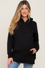 Black Fleece Front Pocket Maternity Hoodie