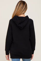 Black Fleece Front Pocket Maternity Hoodie