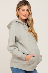 Sage Fleece Front Pocket Maternity Hoodie