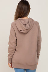 Taupe Fleece Front Pocket Maternity Hoodie