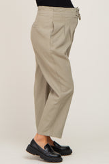 Olive Drawstring Pleated Maternity Denim Pants