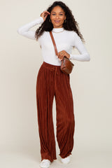 Rust Pleated Wide Leg Pants