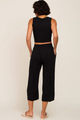 Black Crop Tank Lounge Set