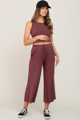 Burgundy Crop Tank Maternity Lounge Set