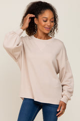 Beige Long Sleeve Brush Knit Maternity Top