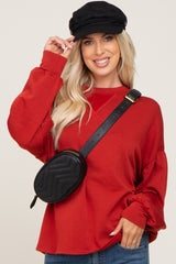 Rust Long Sleeve Brush Knit Maternity Top