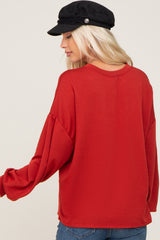 Rust Long Sleeve Brush Knit Top