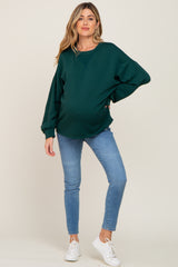 Forest Green Long Sleeve Brush Knit Maternity Top