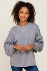 Grey Long Sleeve Brush Knit Maternity Top