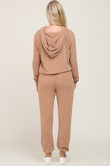 Camel Hoodie and Jogger Maternity Set