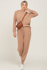 Camel Hoodie and Jogger Maternity Set