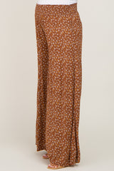 Rust Floral Smocked Waist Wide Leg Maternity Pants