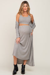 Olive Heather 3-Piece Skirt and Cardigan Maternity Set