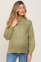 Olive Knit Turtleneck Sweater