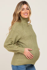 Olive Knit Turtleneck Sweater