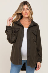 Olive Fleece Lightweight Maternity Coat