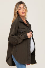 Olive Fleece Lightweight Maternity Coat