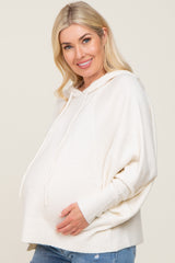 Ivory Soft Knit Drawstring Maternity Hoodie