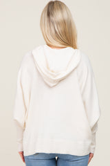 Ivory Soft Knit Drawstring Maternity Hoodie