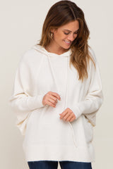 Ivory Soft Knit Drawstring Maternity Hoodie