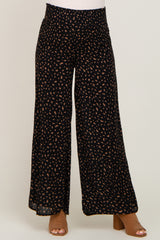 Black Animal Print Maternity Wide Leg Pants