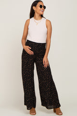 Black Animal Print Maternity Wide Leg Pants