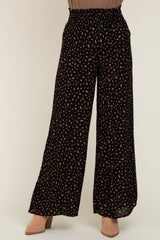 Black Animal Print Wide Leg Pants