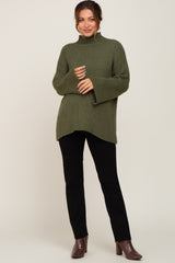 Olive Rib Knit Mock Neck Maternity Sweater