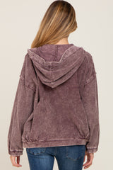 Plum Corduroy Maternity Hooded Jacket