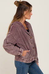 Plum Corduroy Hooded Jacket