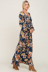 Navy Tropical Floral Maxi Dress