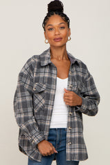 Charcoal Plaid Maternity Flannel