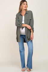 Olive Oversized Maternity Button Down Blouse