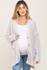 Grey Knit Oversized Side Slit Maternity Sweater