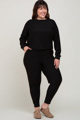 Black Soft Knit Long Sleeve Maternity Plus Set