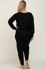 Black Soft Knit Long Sleeve Maternity Plus Set