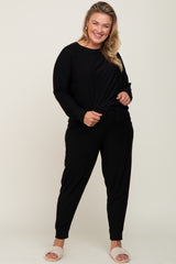 Black Soft Knit Long Sleeve Maternity Plus Set