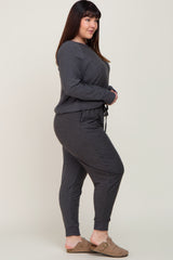 Charcoal Soft Knit Long Sleeve Plus Set