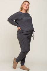 Charcoal Soft Knit Long Sleeve Maternity Plus Set