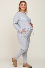 Heather Grey Soft Knit Long Sleeve Maternity Plus Set