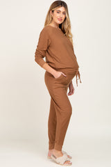 Camel Soft Knit Long Sleeve Maternity Set