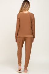 Camel Soft Knit Long Sleeve Maternity Set