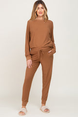 Camel Soft Knit Long Sleeve Maternity Set