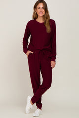 Burgundy Soft Knit Long Sleeve Maternity Set