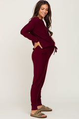 Burgundy Soft Knit Long Sleeve Maternity Set