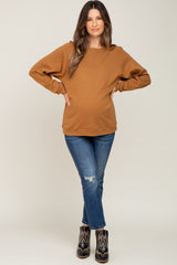 Camel Long Sleeve Maternity Top