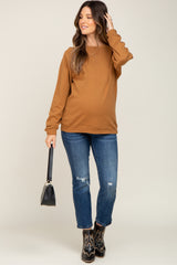 Camel Long Sleeve Maternity Top