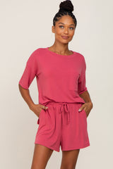 Salmon Pocket Front Pajama Short Set